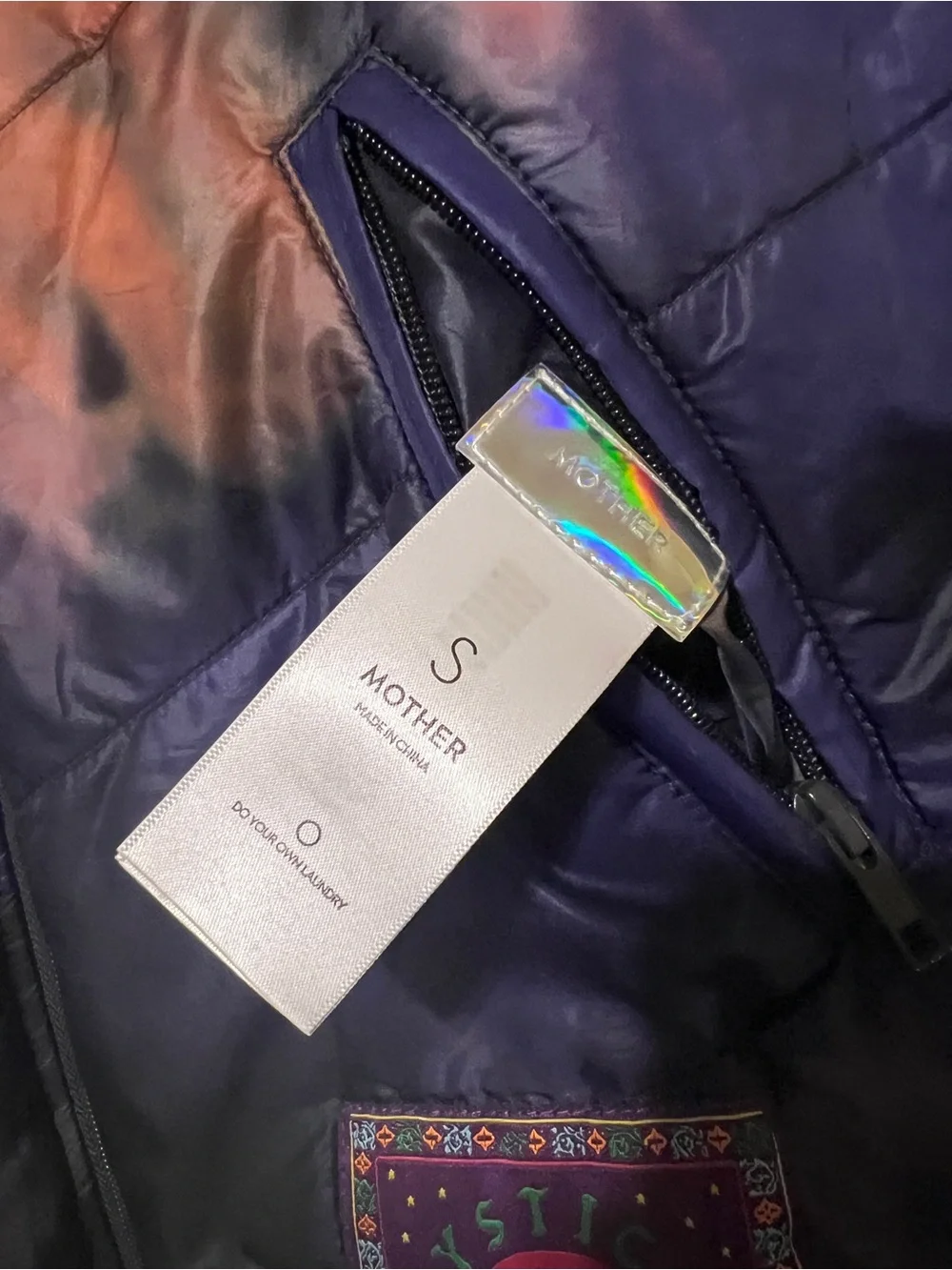 MOTHER The Two Faced Reversible Puffer Jacket Coat Tie Dye Joshua Trees SMALL D